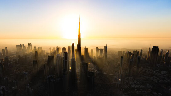 Dubai's Sunrise from the Top of Burj Khalifa