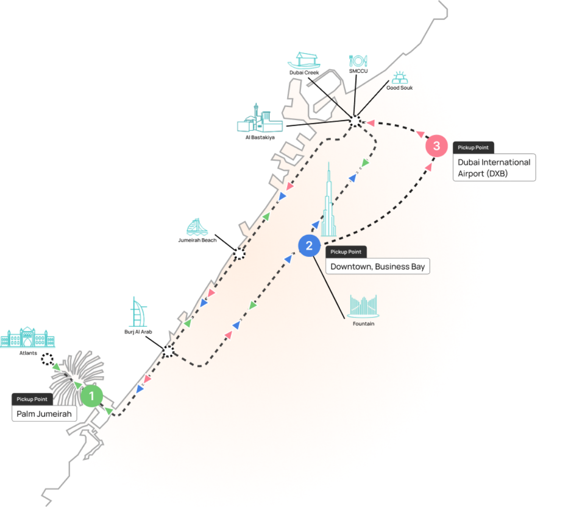 Private Dubai City Tour map